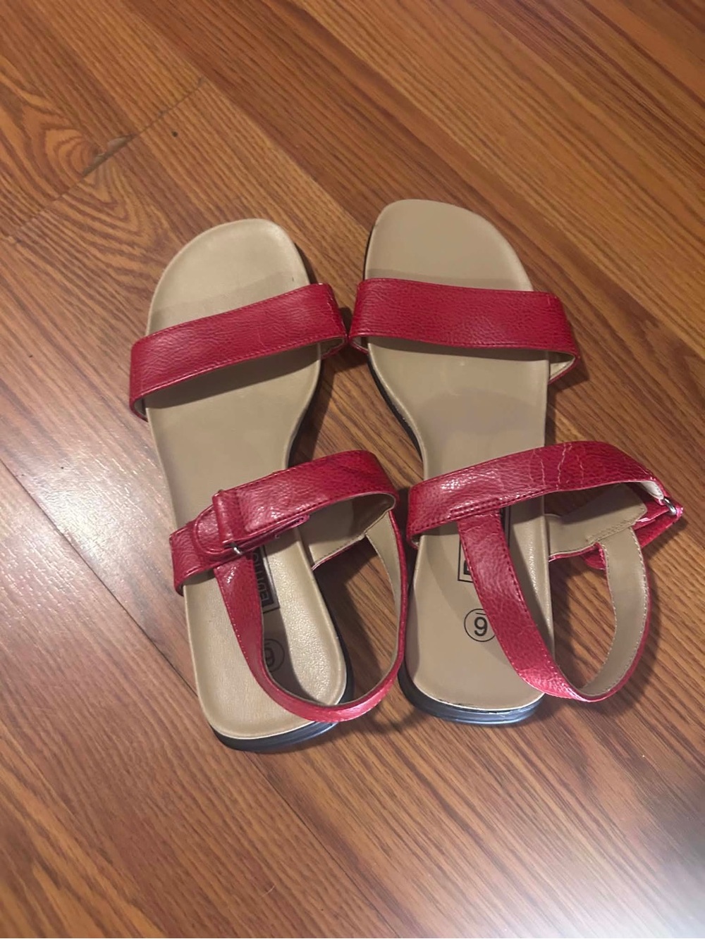 Basic Editions Red Double-Strap Women's Sandals